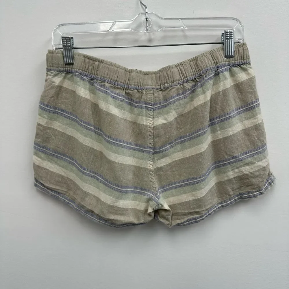 Patagonia Striped Linen-Blend Drawstring Shorts in Beige and Blue